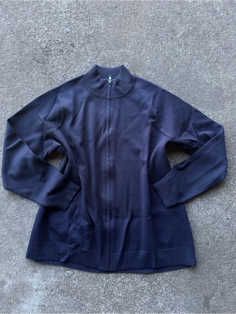 Lands End Navy Full Zip Knit Sweater